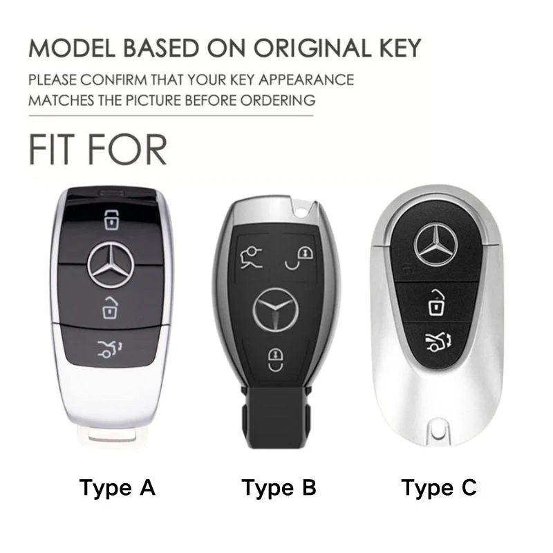 Mercedes Benz Aluminum Alloy Leather Car Key Fob Protection Case Cover For Benz A, C, E, S, G-Class, GLA, GLB, GLC, GLE, GLS, CLA, CLS, EQC - Image 2