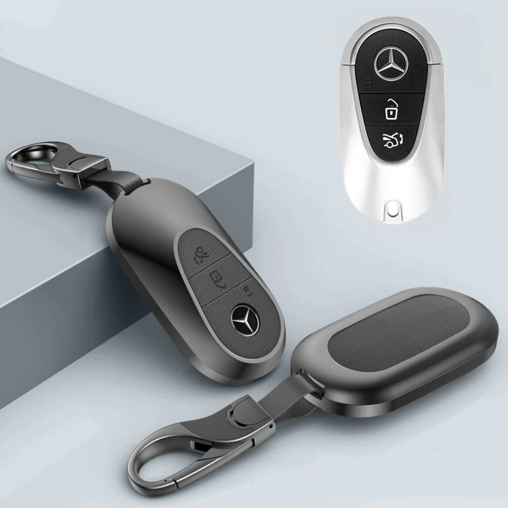 Mercedes Benz Aluminum Alloy Leather Car Key Fob Protection Case Cover For Benz A, C, E, S, G-Class, GLA, GLB, GLC, GLE, GLS, CLA, CLS, EQC - Image 22