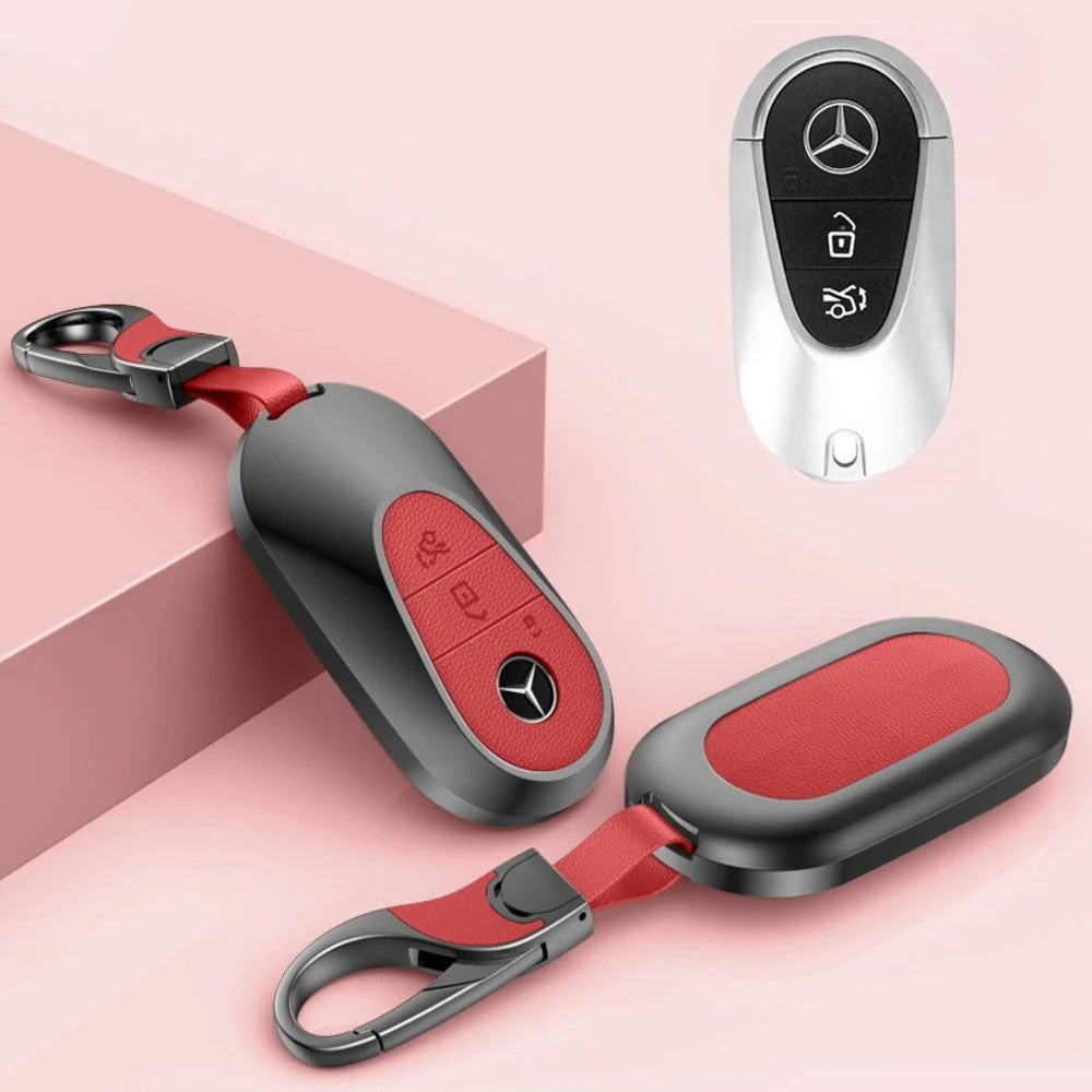 Mercedes Benz Aluminum Alloy Leather Car Key Fob Protection Case Cover For Benz A, C, E, S, G-Class, GLA, GLB, GLC, GLE, GLS, CLA, CLS, EQC - Image 23