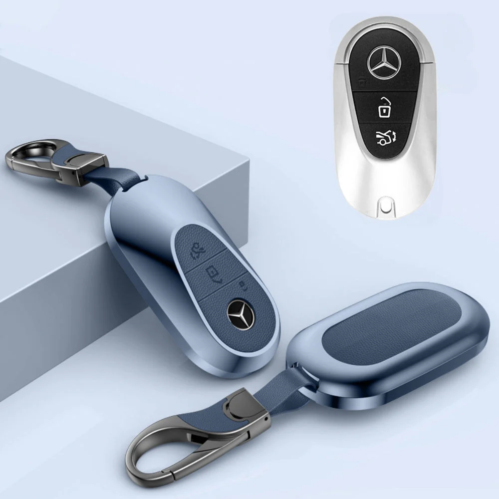 Mercedes Benz Aluminum Alloy Leather Car Key Fob Protection Case Cover For Benz A, C, E, S, G-Class, GLA, GLB, GLC, GLE, GLS, CLA, CLS, EQC - Image 24