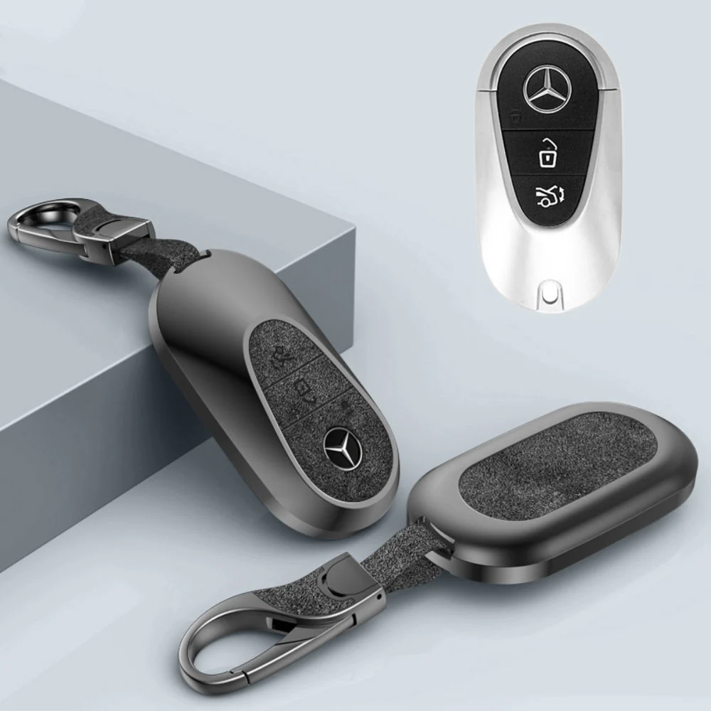 Mercedes Benz Aluminum Alloy Leather Car Key Fob Protection Case Cover For Benz A, C, E, S, G-Class, GLA, GLB, GLC, GLE, GLS, CLA, CLS, EQC - Image 26