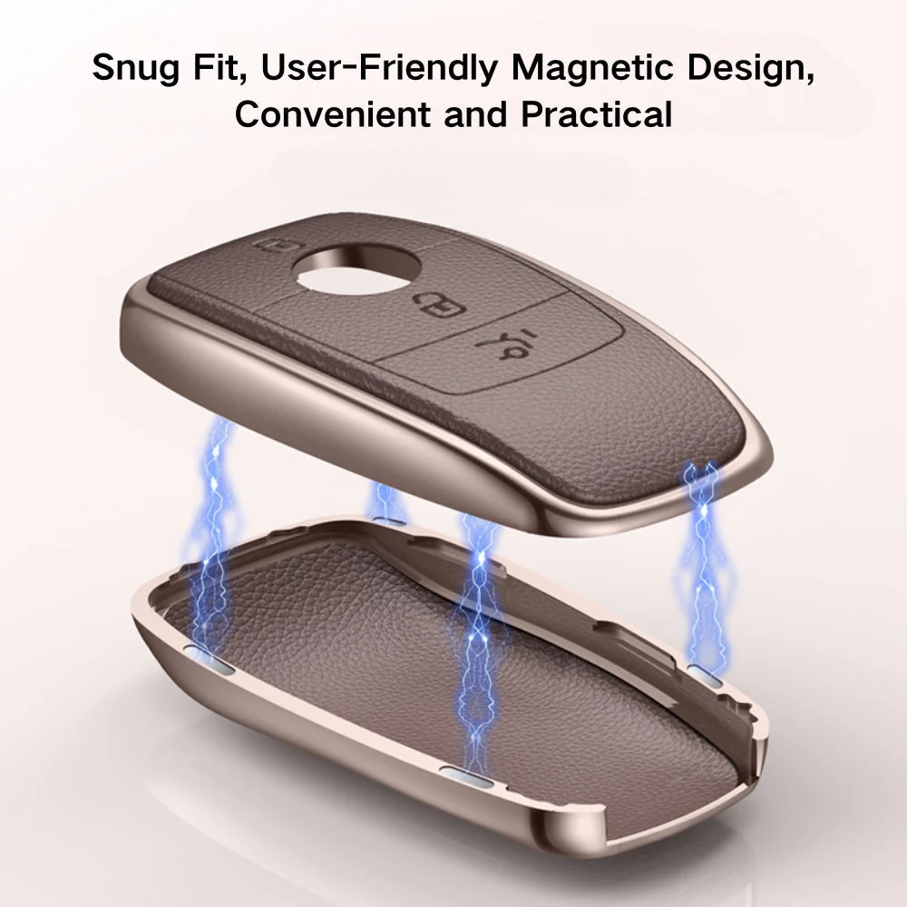 Mercedes Benz Aluminum Alloy Leather Car Key Fob Protection Case Cover For Benz A, C, E, S, G-Class, GLA, GLB, GLC, GLE, GLS, CLA, CLS, EQC - Image 30