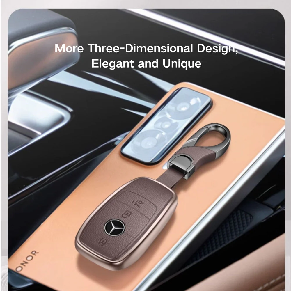 Mercedes Benz Aluminum Alloy Leather Car Key Fob Protection Case Cover For Benz A, C, E, S, G-Class, GLA, GLB, GLC, GLE, GLS, CLA, CLS, EQC - Image 34