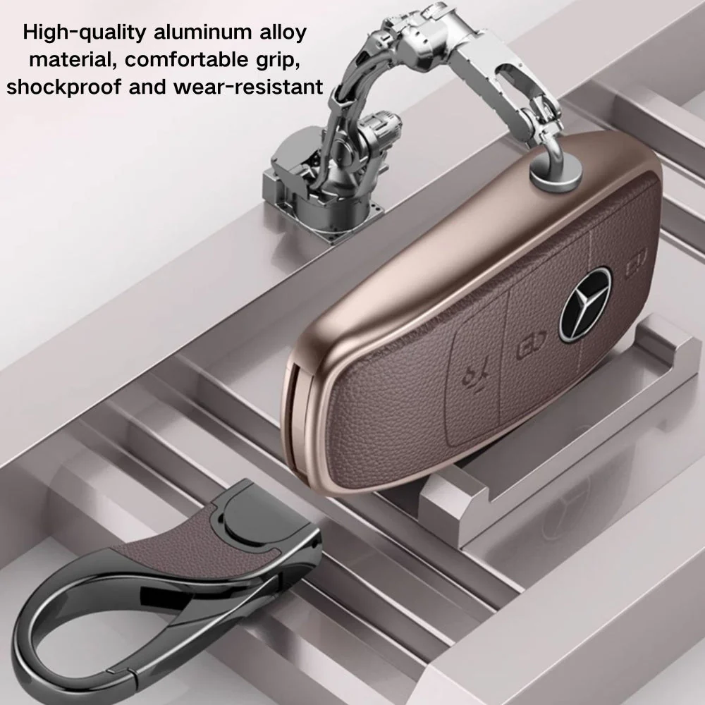 Mercedes Benz Aluminum Alloy Leather Car Key Fob Protection Case Cover For Benz A, C, E, S, G-Class, GLA, GLB, GLC, GLE, GLS, CLA, CLS, EQC - Image 35