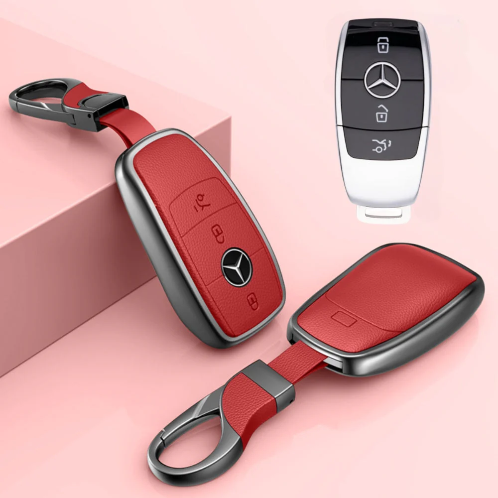 Mercedes Benz Aluminum Alloy Leather Car Key Fob Protection Case Cover For Benz A, C, E, S, G-Class, GLA, GLB, GLC, GLE, GLS, CLA, CLS, EQC - Image 5