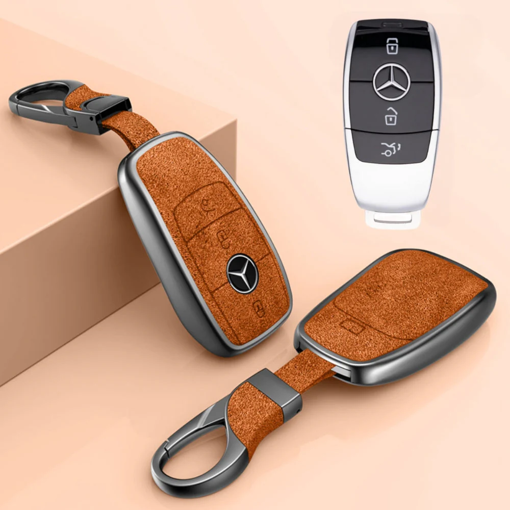 Mercedes Benz Aluminum Alloy Leather Car Key Fob Protection Case Cover For Benz A, C, E, S, G-Class, GLA, GLB, GLC, GLE, GLS, CLA, CLS, EQC - Image 7