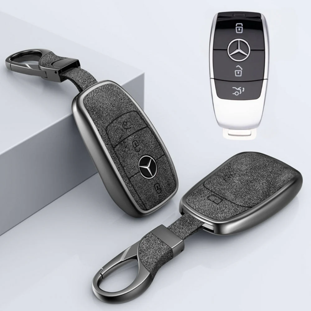 Mercedes Benz Aluminum Alloy Leather Car Key Fob Protection Case Cover For Benz A, C, E, S, G-Class, GLA, GLB, GLC, GLE, GLS, CLA, CLS, EQC - Image 8