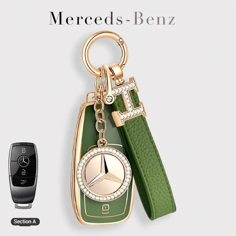 Mercedes Benz Fashionable TPU + Aluminum alloy + Leather Car Key Fob Case Cover For Benz C, E, S, G-Class, GLE, GLC, CLA, CLS, EQC, ML, GL, EQS - Image 15