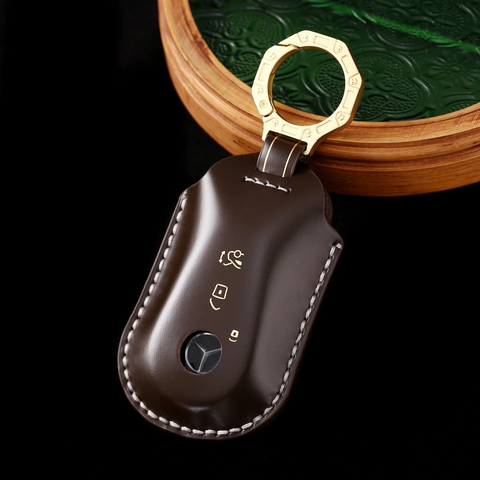 Mercedes Benz Genuine Leather Protection Car Key Fob Case Cover For Benz A, C, E, S-Class, GLC, GLE, GLS, GLS, EQC, EQS - Image 2