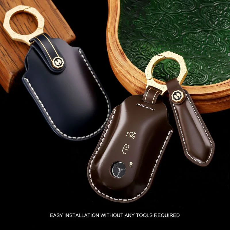 Mercedes Benz Genuine Leather Protection Car Key Fob Case Cover For Benz A, C, E, S-Class, GLC, GLE, GLS, GLS, EQC, EQS - Image 4