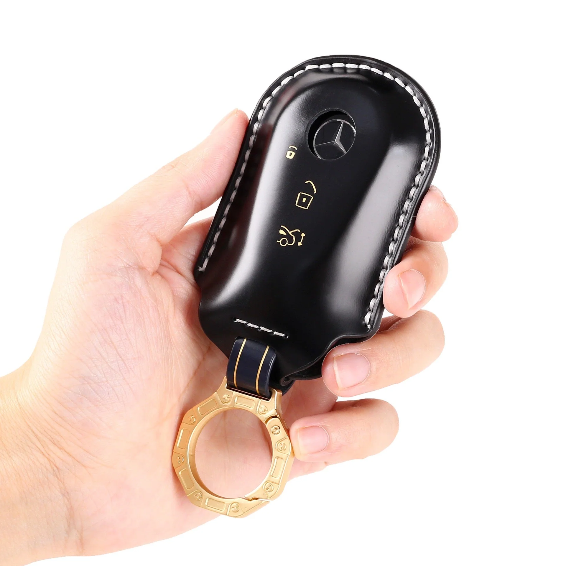 Mercedes Benz Genuine Leather Protection Car Key Fob Case Cover For Benz A, C, E, S-Class, GLC, GLE, GLS, GLS, EQC, EQS - Image 5