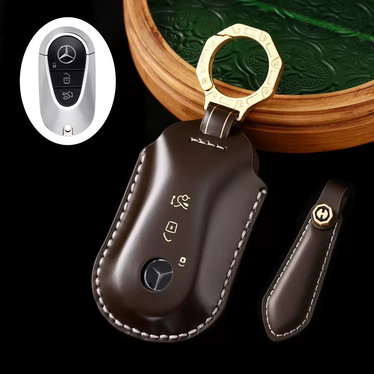 Mercedes Benz Genuine Leather Protection Car Key Fob Case Cover For Benz A, C, E, S-Class, GLC, GLE, GLS, GLS, EQC, EQS - Image 6