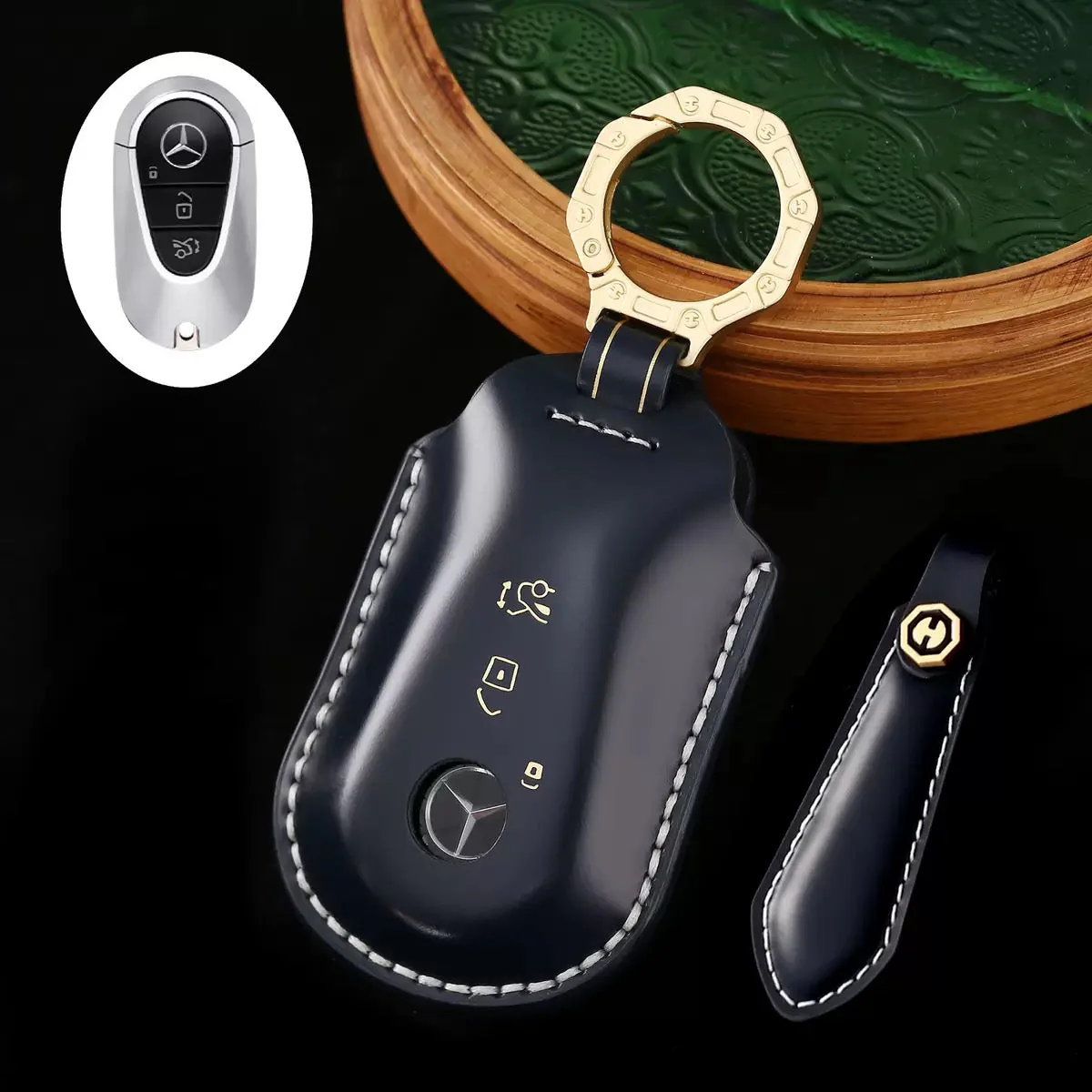 Mercedes Benz Genuine Leather Protection Car Key Fob Case Cover For Benz A, C, E, S-Class, GLC, GLE, GLS, GLS, EQC, EQS - Image 7