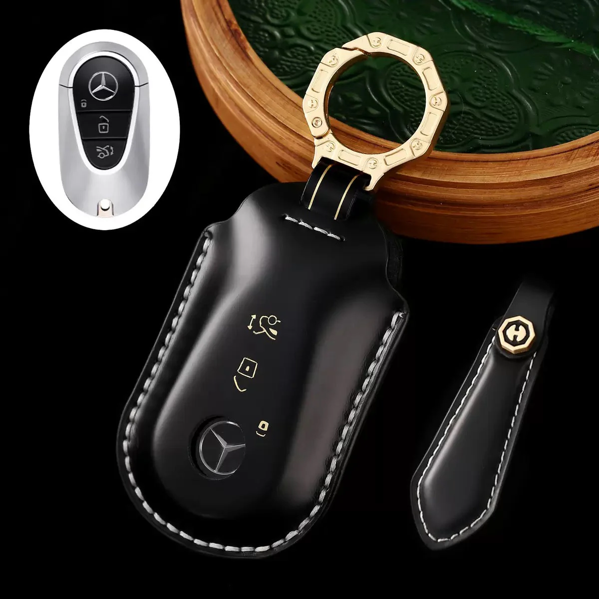Mercedes Benz Genuine Leather Protection Car Key Fob Case Cover For Benz A, C, E, S-Class, GLC, GLE, GLS, GLS, EQC, EQS - Image 8
