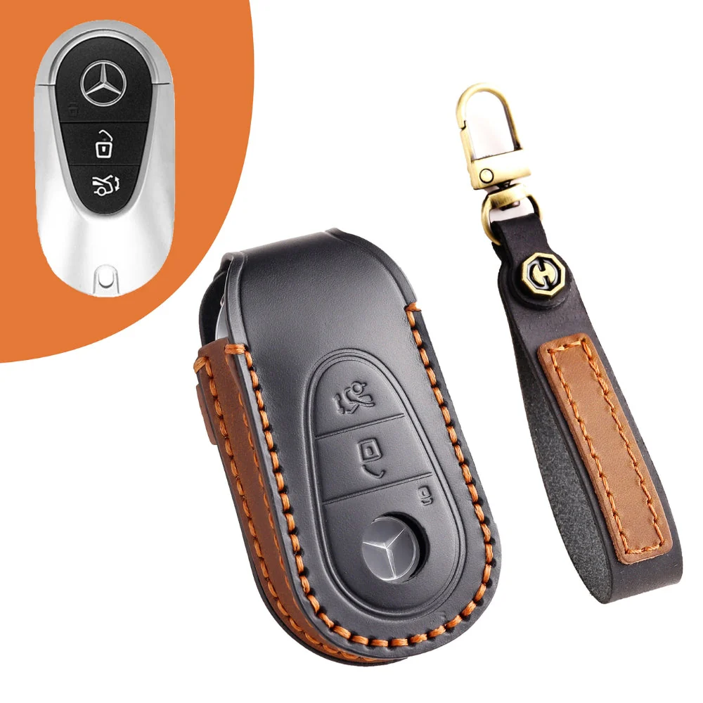 Mercedes Benz Handcrafted Genuine Leather Car Key Fob Protective Case Cover For Benz S-Class - Image 4