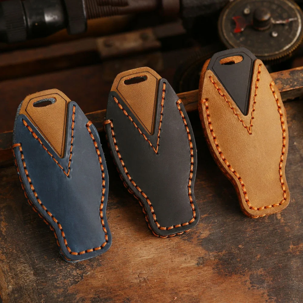Mercedes Benz Handcrafted Genuine Leather Car Key Fob Protective Cover Case For Benz A, B, C, E, S-Class, GLC, GLE, GLK - Image 9
