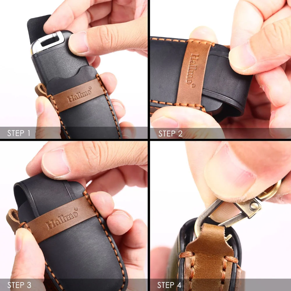 Mercedes Benz Handcrafted Genuine Leather Car Key Fob Protective Cover Case For Benz E-Class - Image 14
