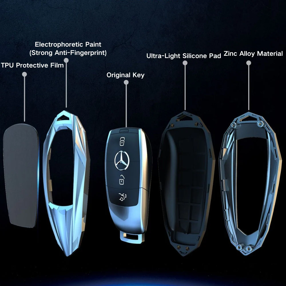 Mercedes Benz Mecha Style Zinc Alloy Car Key Fob Case Cover For Benz A, B, C, E, S, G-Class, GLA, GLB, GLC, GLE, GLS, CLA, CLS, EQC - Image 12