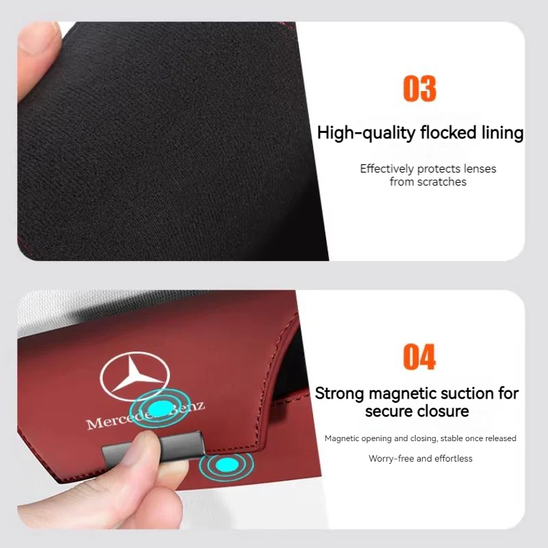 Mercedes-Benz Nappa Leather Car Sunglasses Holder for C-Class, E-Class, A-Class, E300L, GLA, GLC, GLB200/CLA — In-Car Sunglasses Clip Accessory - Image 10