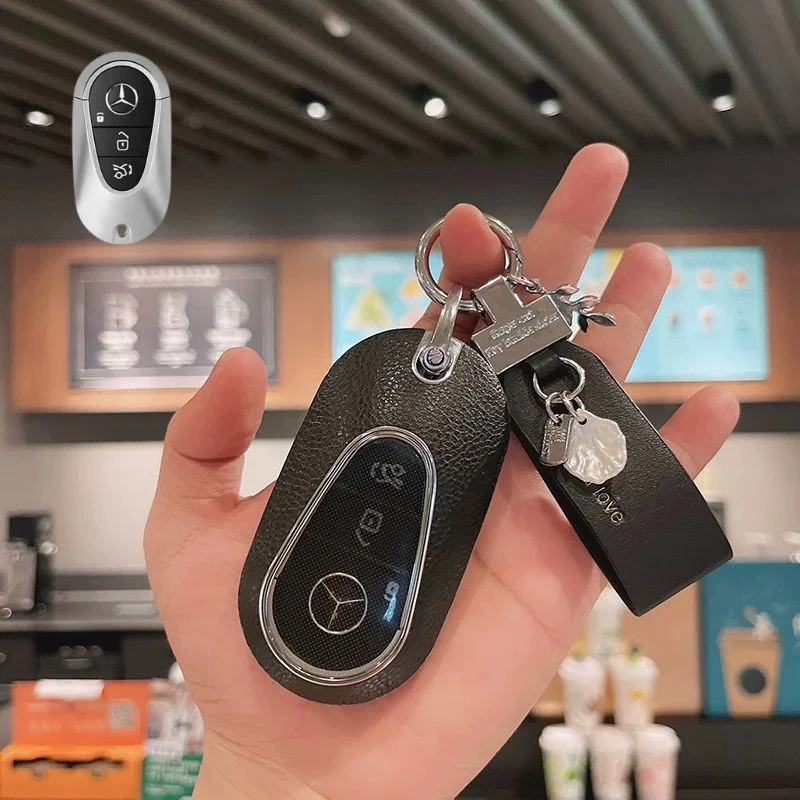 Mercedes Benz Stylish Elegant PU Leather Protection Car Key Fob Case Cover For Benz A, C, E, S-Class, GLC, GLE, GLS, GLS, EQC, EQS - Image 3