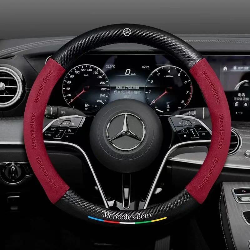 Mercedes-Benz Suede Carbon Fiber Car Steering Wheel Covers For C260L, C200L, GLC, GLA, E300L, A180, GLB220, CLA