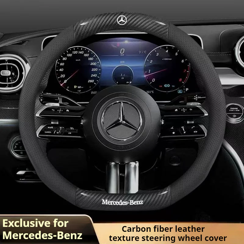 Mercedes-Benz Suede Carbon Fiber Car Steering Wheel Covers For C260L, C200L, GLC, GLA, E300L, A180, GLB220, CLA - Image 3