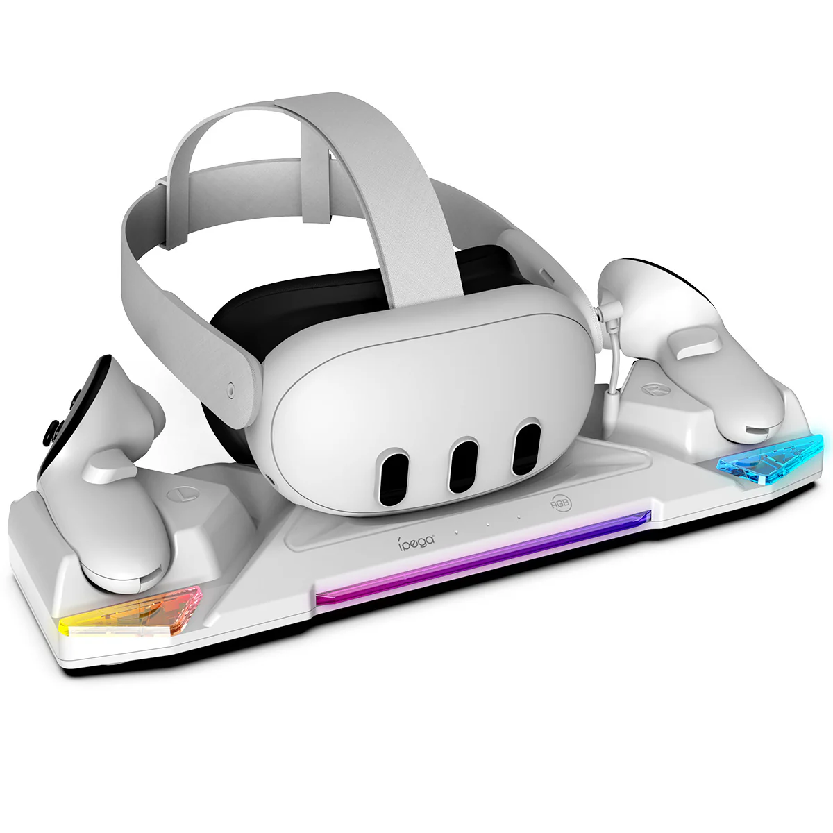Meta Quest 3/Quest 3S/Quest 2 - IPEGA VR Headset & Controllers Charging Dock with RGB Contact Points - Image 3