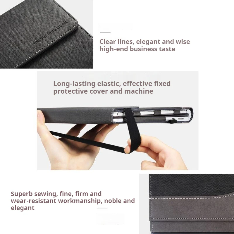 Microsoft Surface Book 1/2/3 Gen 13.5"- PU Leather Detachable Laptop Stand Protective Sleeves Case - Image 7