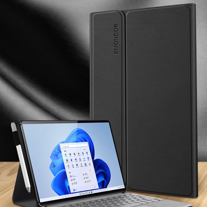 Microsoft Surface Pro 9 - Slim & Lightweight Leather Magnetic Buckle Case - Image 7