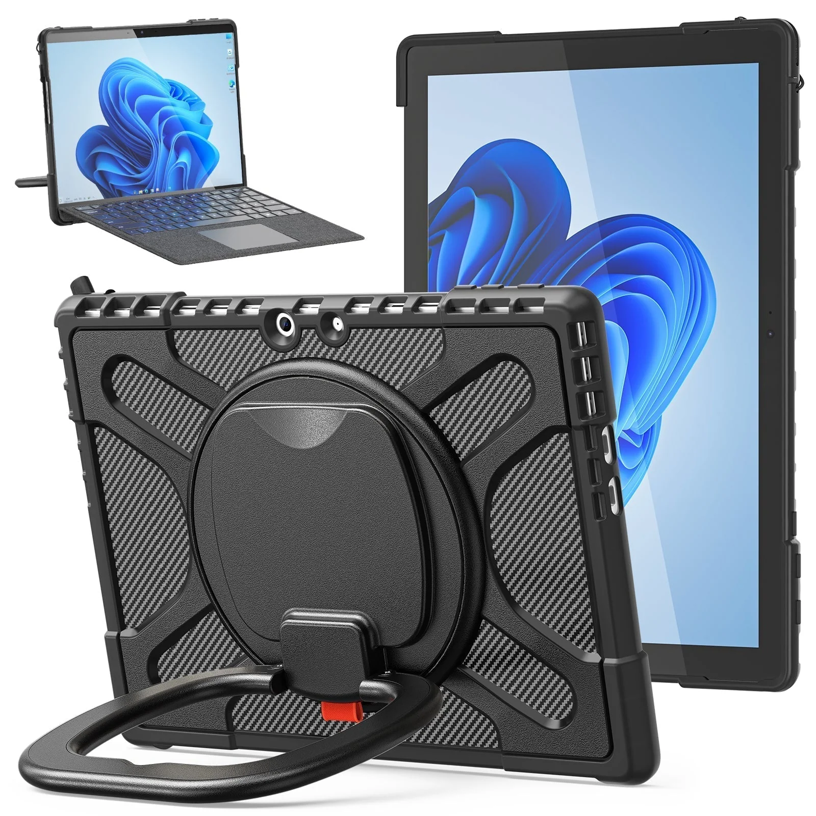 Microsoft Surface Pro 10/11 - 360 Degree Rotate Shockproof Heavy Duty Tough Stand Case Cover With Pen Holder