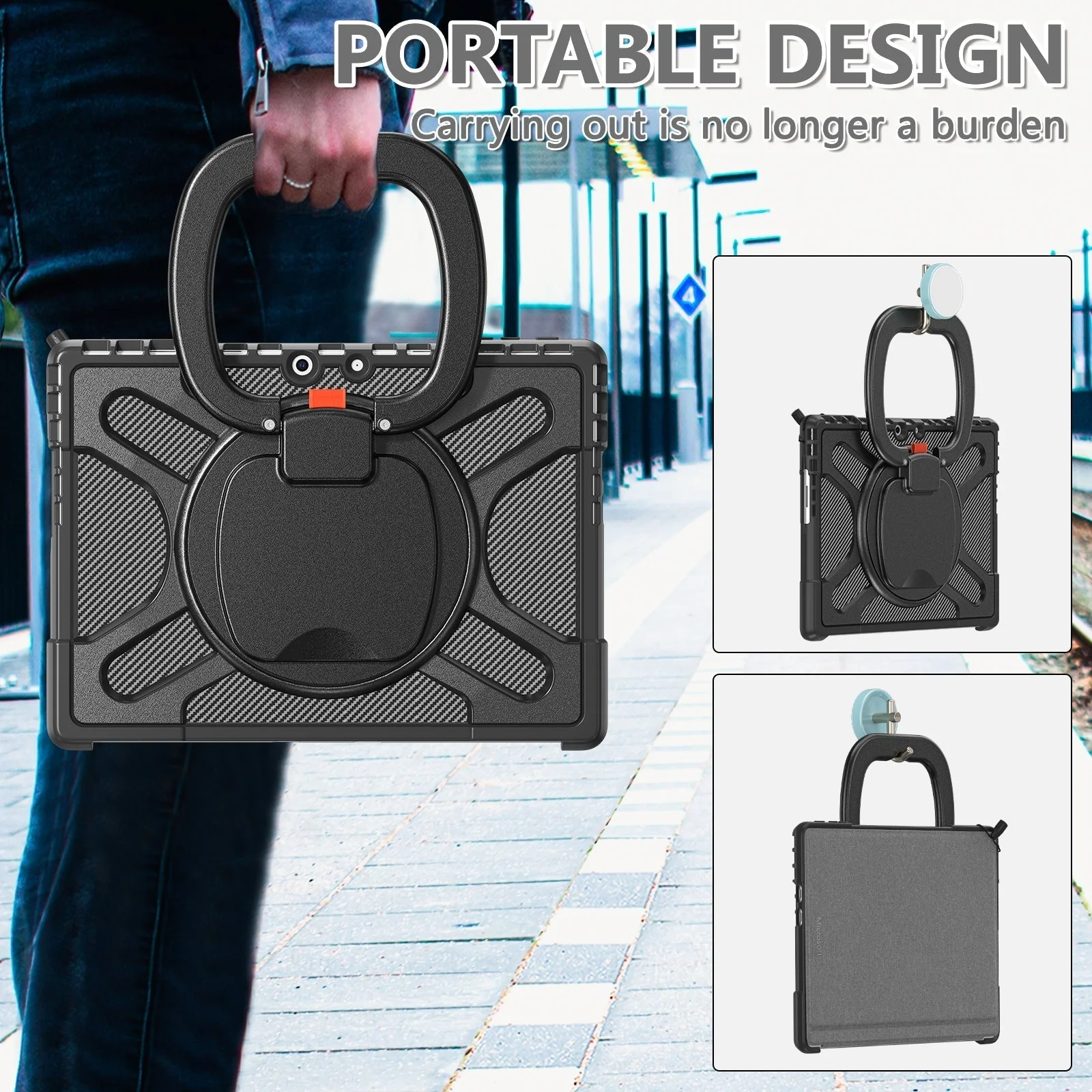 Microsoft Surface Pro 10/11 - 360 Degree Rotate Shockproof Heavy Duty Tough Stand Case Cover With Pen Holder - Image 12