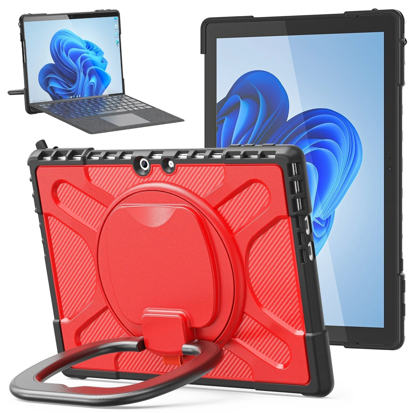 Microsoft Surface Pro 10/11 - 360 Degree Rotate Shockproof Heavy Duty Tough Stand Case Cover With Pen Holder - Image 2