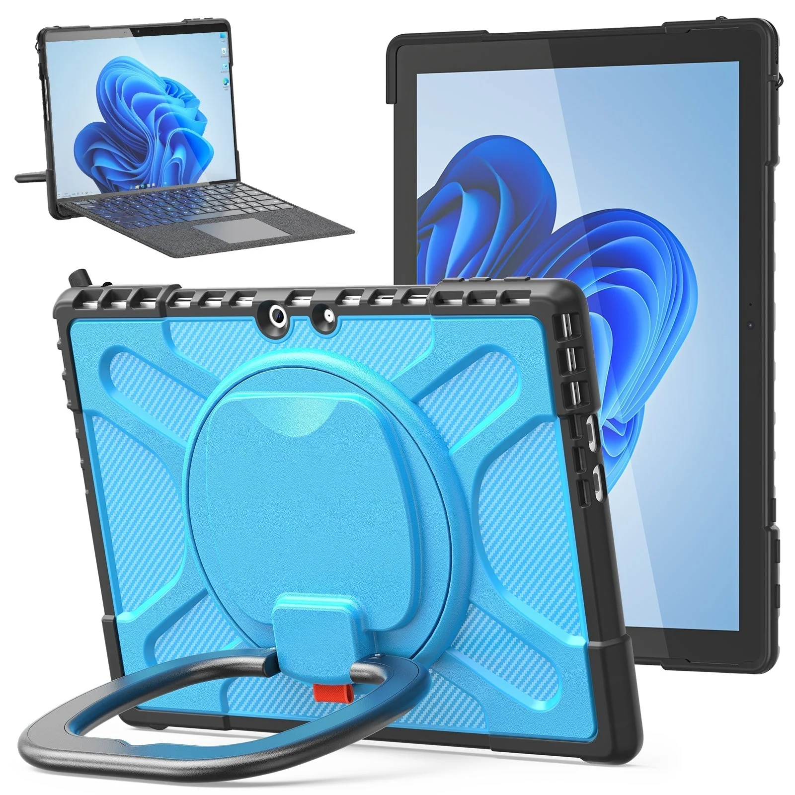 Microsoft Surface Pro 10/11 - 360 Degree Rotate Shockproof Heavy Duty Tough Stand Case Cover With Pen Holder - Image 3