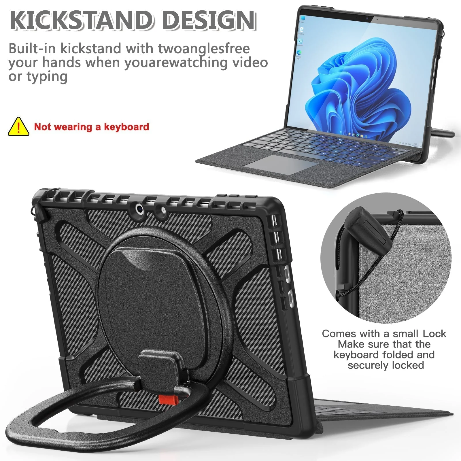 Microsoft Surface Pro 10/11 - 360 Degree Rotate Shockproof Heavy Duty Tough Stand Case Cover With Pen Holder - Image 4