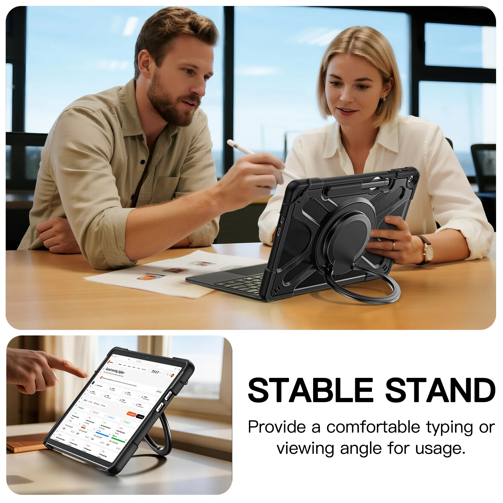 Microsoft Surface Pro 12 (2025) - 360 Degree Rotate Shockproof Heavy Duty Tough Stand Case Cover With Pen Holder - Image 12