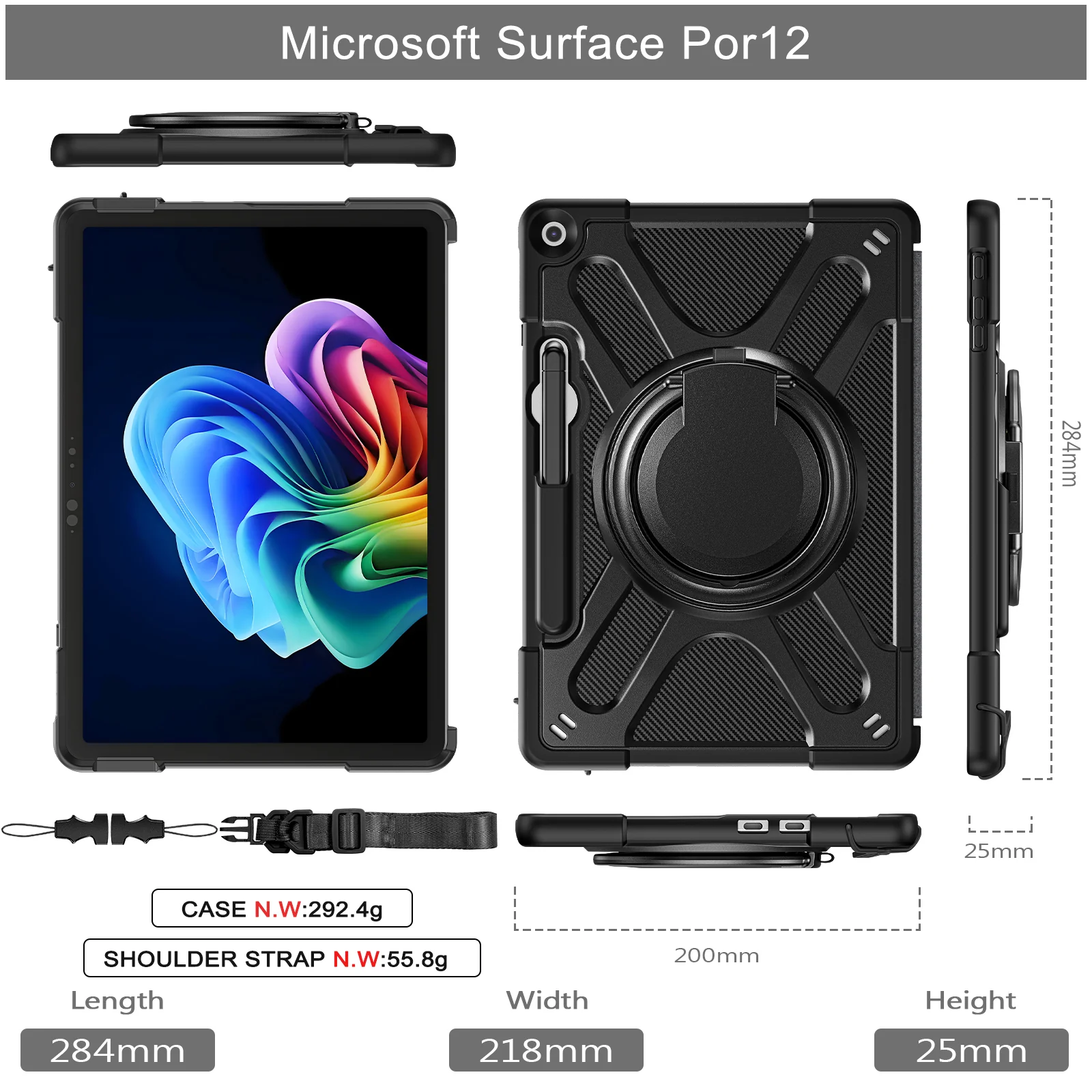 Microsoft Surface Pro 12 (2025) - 360 Degree Rotate Shockproof Heavy Duty Tough Stand Case Cover With Pen Holder - Image 13