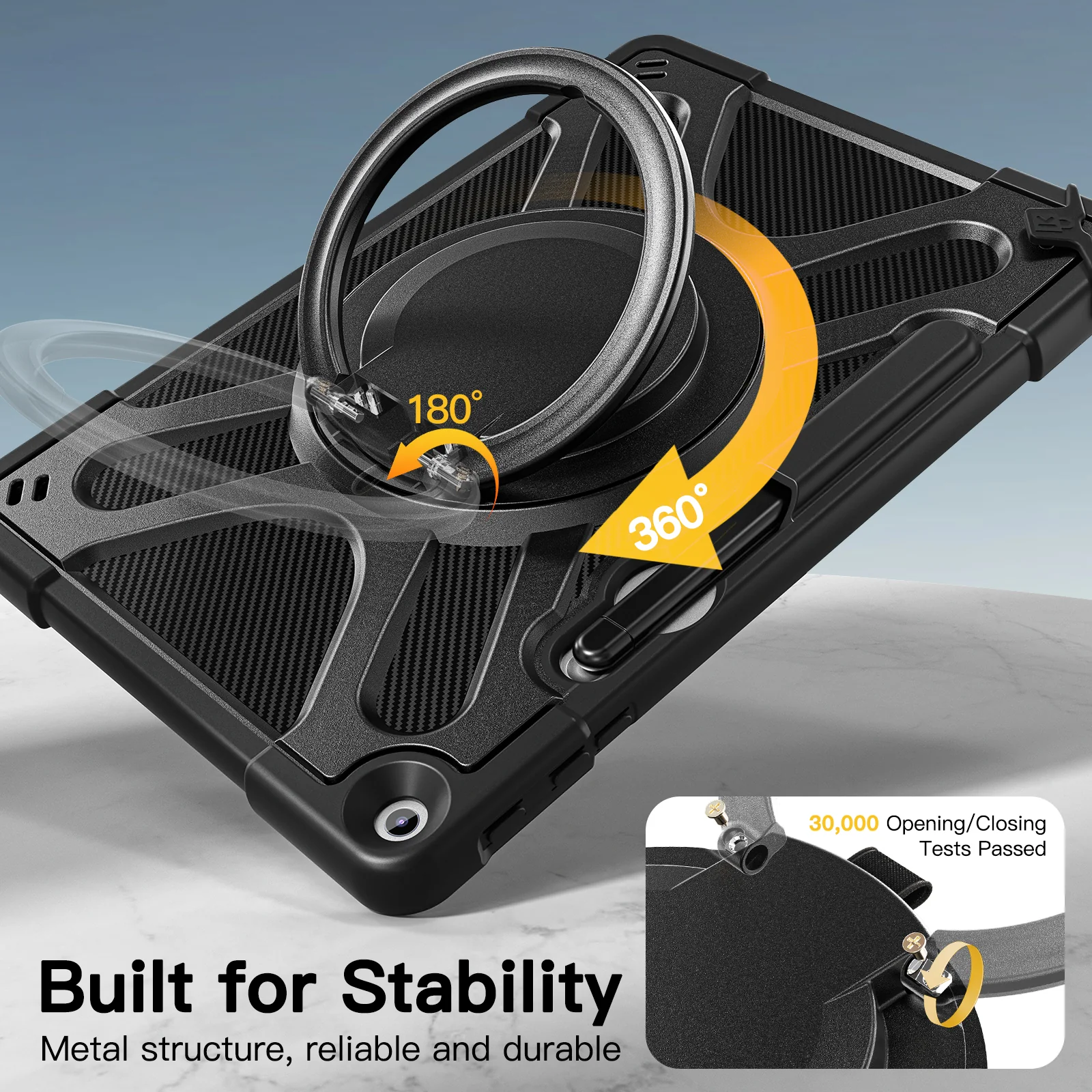 Microsoft Surface Pro 12 (2025) - 360 Degree Rotate Shockproof Heavy Duty Tough Stand Case Cover With Pen Holder - Image 3
