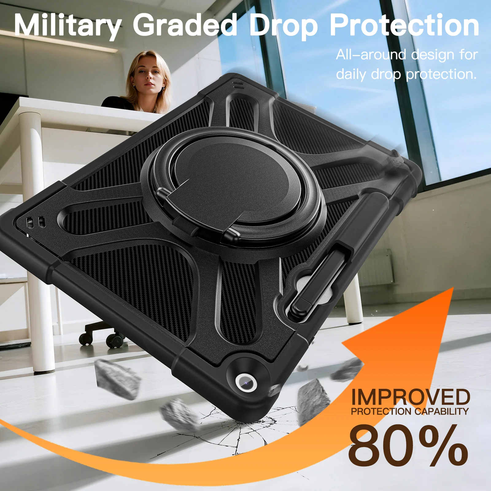 Microsoft Surface Pro 12 (2025) - 360 Degree Rotate Shockproof Heavy Duty Tough Stand Case Cover With Pen Holder - Image 8