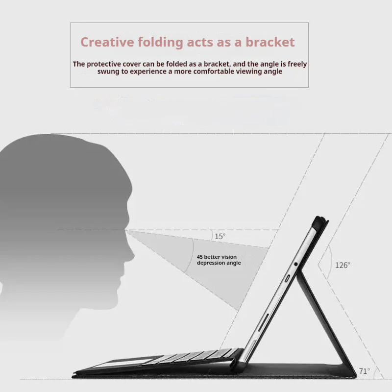 Microsoft Surface Pro 4/5/6/7 - Business Slim Folding PU Leather Hard Back Shell - Image 12