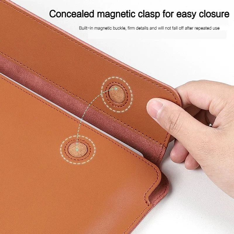 Microsoft Surface Pro 8 (1983) 13” - Portable Flip Cover Genuine Leather Inner Pouch Bag - Image 4