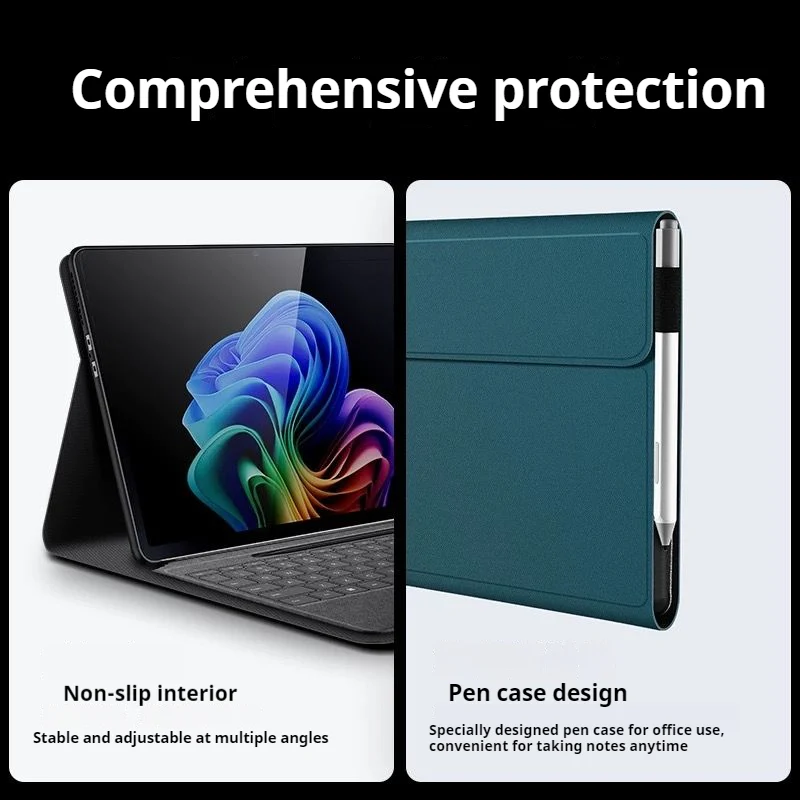 Microsoft Surface Pro 9 - Slim & Lightweight Leather Magnetic Buckle Case - Image 4