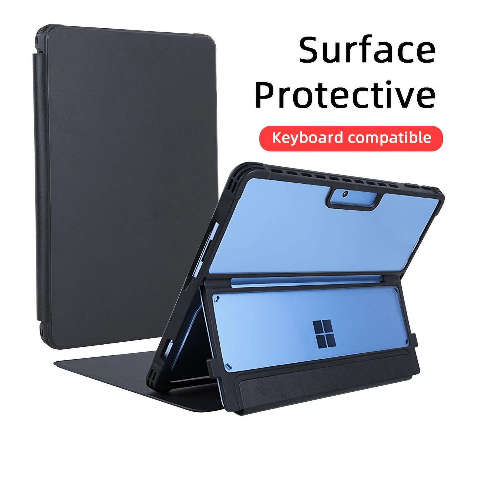 Microsoft Surface Pro 10 - Full Edge Protection Transparent Flip Leather Cover Case - Image 2