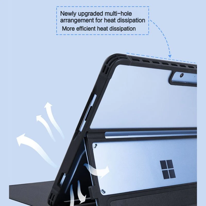 Microsoft Surface Pro 10 - Full Edge Protection Transparent Flip Leather Cover Case - Image 6