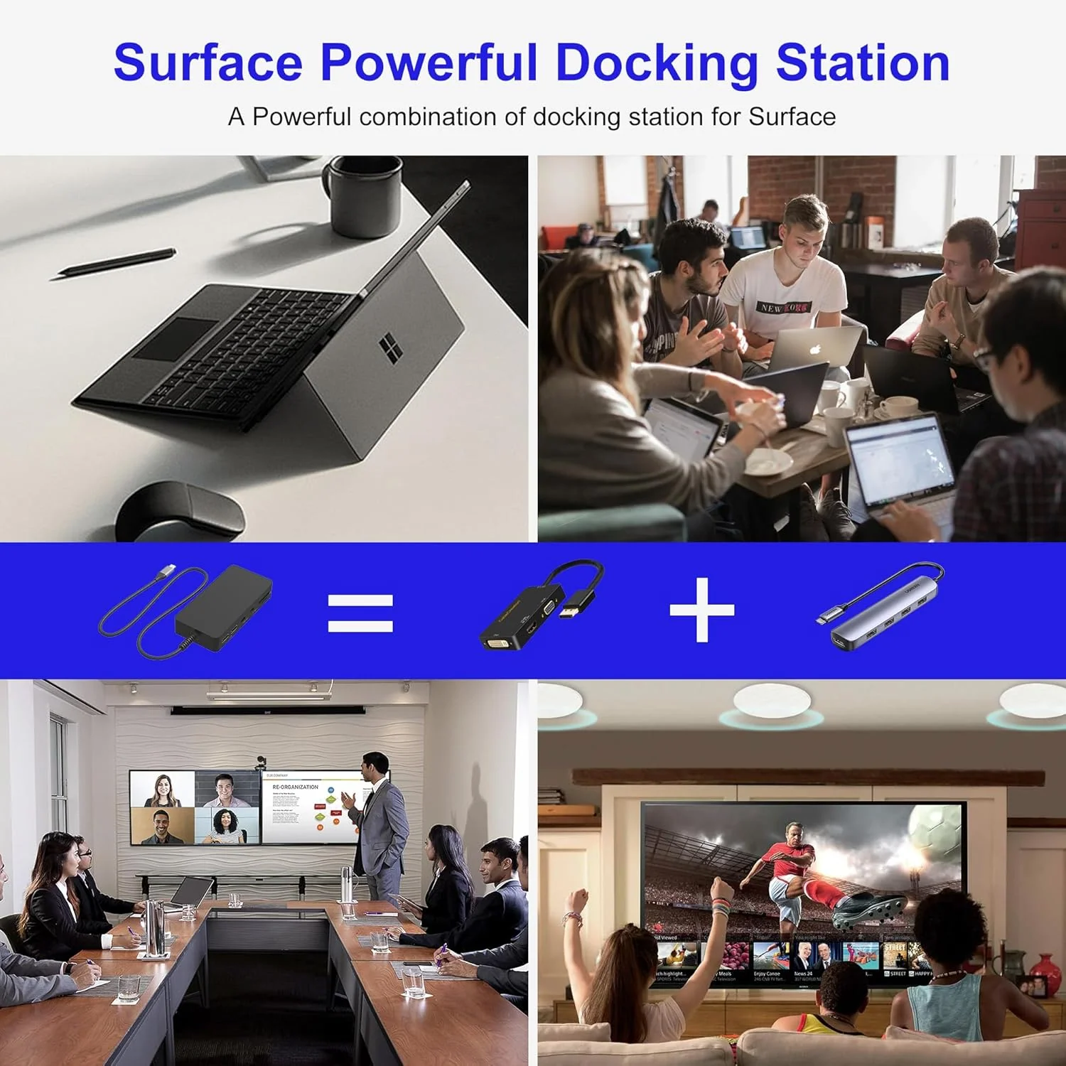 Microsoft Surface Pro & Surface Laptop - Compatible Microsoft Surface Dock 11-in-1 USB C Docking Station, Dual Monitor Support, 4K HDMI+VGA - Image 7