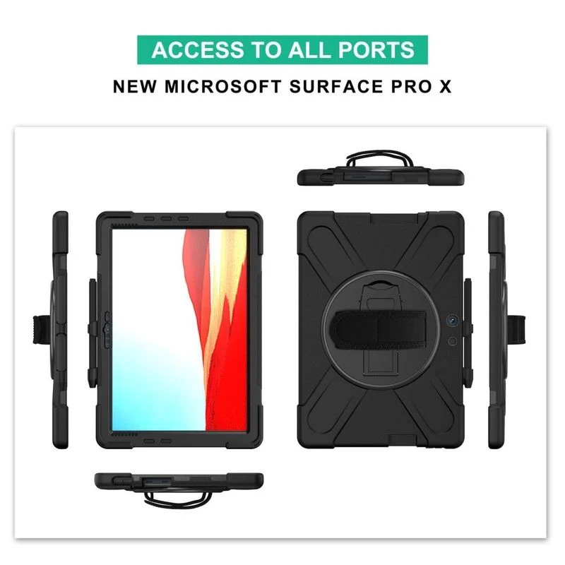 Microsoft Surface Pro 4/5/6/7/7 Plus - 360 Degree Rotate Shockproof Heavy Duty Tough Stand Case Cover With Strap & Pen Holder - Image 12
