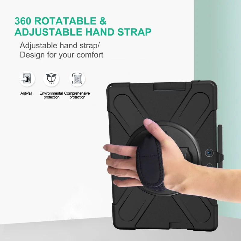 Microsoft Surface Pro 4/5/6/7/7 Plus - 360 Degree Rotate Shockproof Heavy Duty Tough Stand Case Cover With Strap & Pen Holder - Image 11