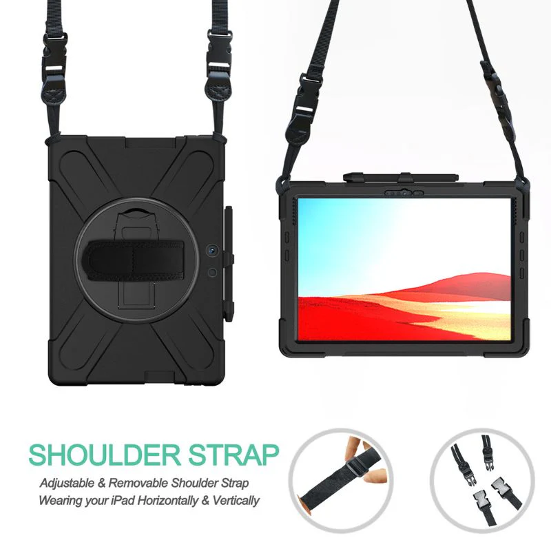 Microsoft Surface Pro 4/5/6/7/7 Plus - 360 Degree Rotate Shockproof Heavy Duty Tough Stand Case Cover With Strap & Pen Holder - Image 14