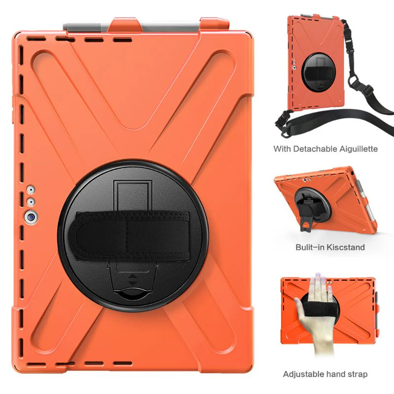 Microsoft Surface Pro 4/5/6/7/7 Plus - 360 Degree Rotate Shockproof Heavy Duty Tough Stand Case Cover With Strap & Pen Holder - Image 2