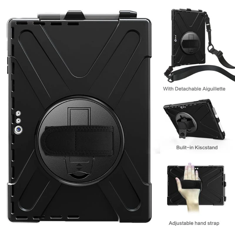 Microsoft Surface Pro 4/5/6/7/7 Plus - 360 Degree Rotate Shockproof Heavy Duty Tough Stand Case Cover With Strap & Pen Holder - Image 3
