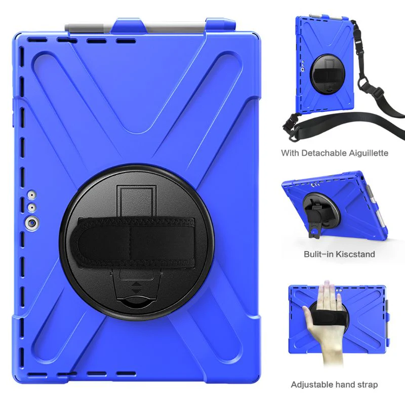 Microsoft Surface Pro 4/5/6/7/7 Plus - 360 Degree Rotate Shockproof Heavy Duty Tough Stand Case Cover With Strap & Pen Holder - Image 4